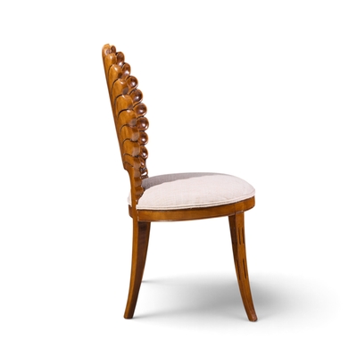 Venetian Grotto Hollywood Regency Style Scalloped Shell Back Dining Chair Pair