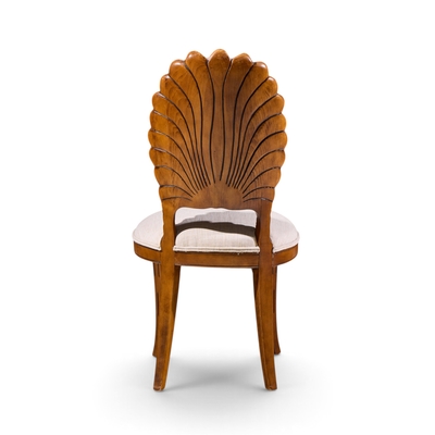 Venetian Grotto Hollywood Regency Style Scalloped Shell Back Dining Chair Pair