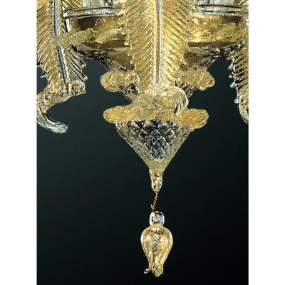 Venetian Hand Blowing Floreal Luxury Gold Leaf Murano Glass Chandelier
