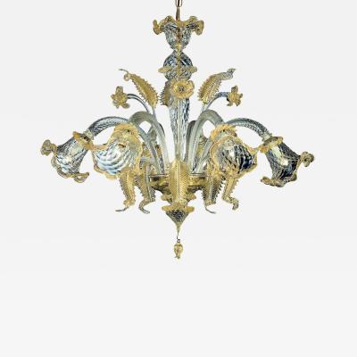 Venetian Hand Blowing Floreal Luxury Gold Leaf Murano Glass Chandelier