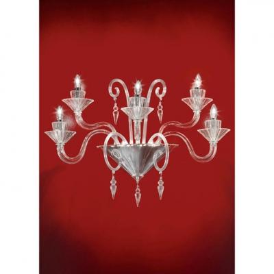 Venetian Imperial Rigadin Murano Glass Wall Sconce in Transparent Glass