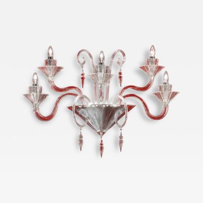 Venetian Imperial Rigadin Murano Glass Wall Sconce in Transparent Glass