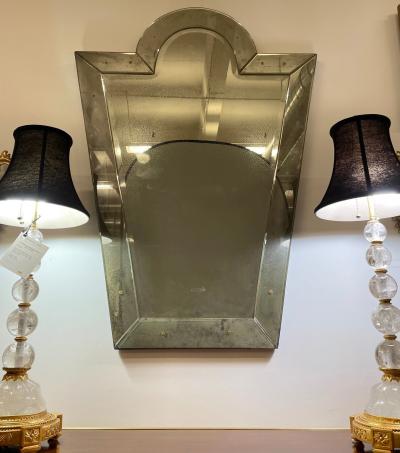 Venetian Key Hole Shaped Beveled Glass Mirror Hollywood Regency Style