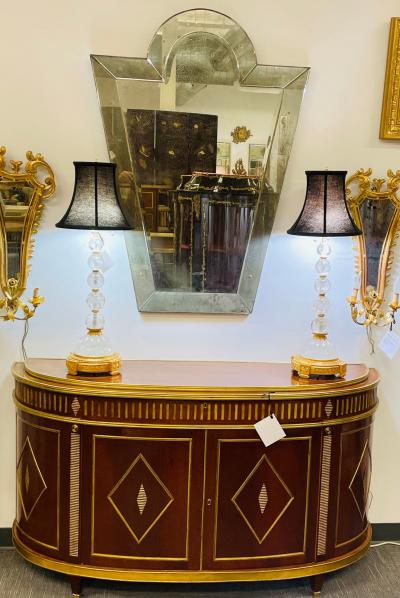 Venetian Key Hole Shaped Beveled Glass Mirror Hollywood Regency Style