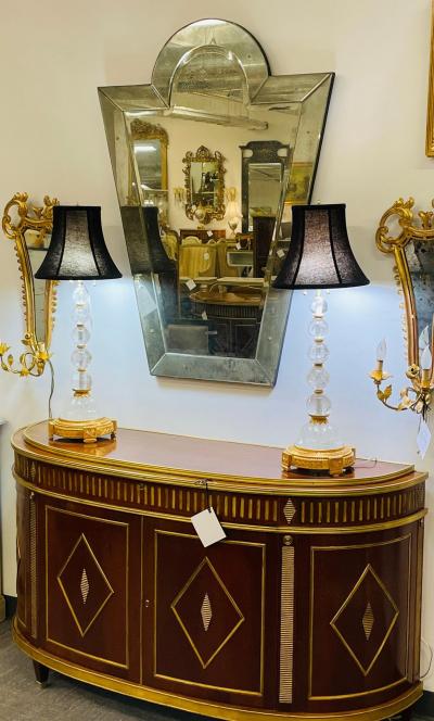 Venetian Key Hole Shaped Beveled Glass Mirror Hollywood Regency Style