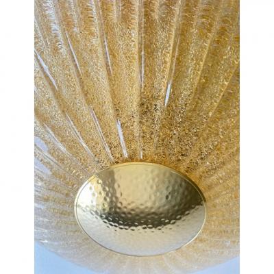 Venetian Lens Amber Graniglia Murano Glass Flush Mount