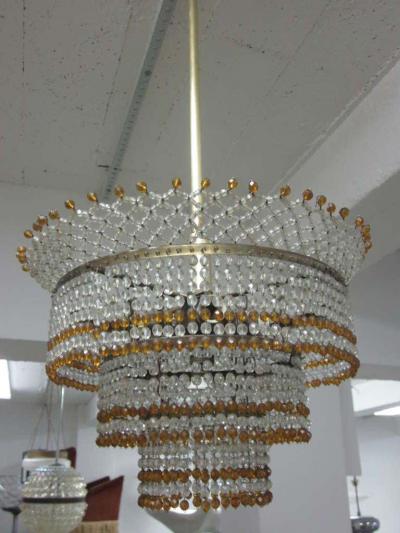 Venetian Mid Century Modern Beaded Glass Pendant or Chandelier 1930
