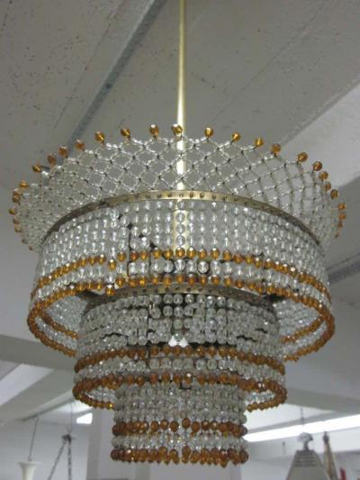 Venetian Mid Century Modern Beaded Glass Pendant or Chandelier 1930