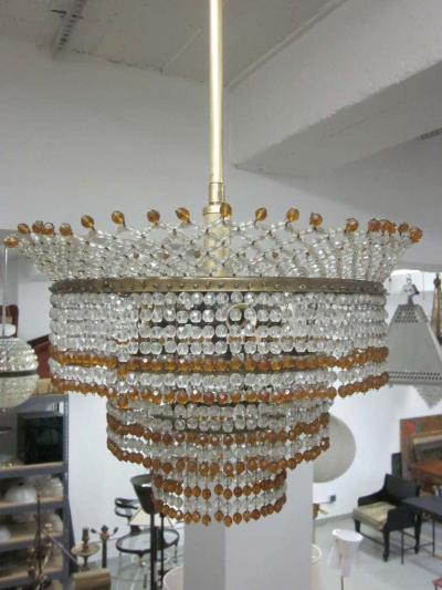Venetian Mid Century Modern Beaded Glass Pendant or Chandelier 1930