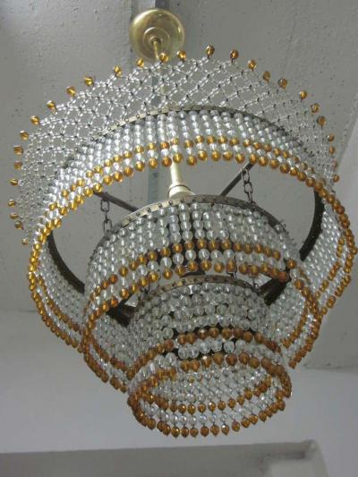 Venetian Mid Century Modern Beaded Glass Pendant or Chandelier 1930