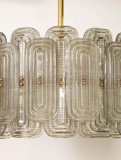 Venetian Murano Glass Round Chandelier in Light Smoked Glass and Brass Italy