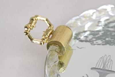 Venetian Murano Glass Tray Plate With Engravings 24K Gold Flakes IT ca 1960