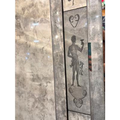 Venetian Mythological Hand Carving Baccus Figures in Antiqued Mirror