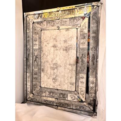 Venetian Mythological Hand Carving Baccus Figures in Antiqued Mirror