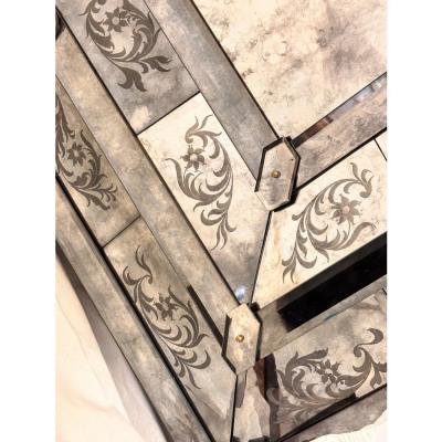 Venetian Mythological Hand Carving Baccus Figures in Antiqued Mirror