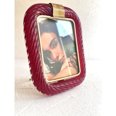 Venetian Red Torchon Murano Glass Picture Frame