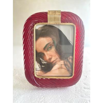 Venetian Red Torchon Murano Glass Picture Frame