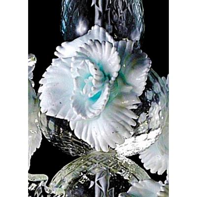 Venetian Romantic Floral Transparent and White Murano Glass Chandelier
