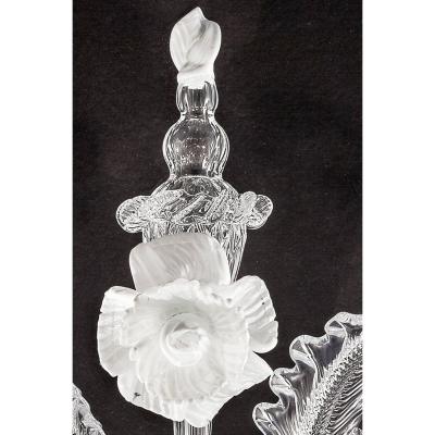 Venetian Romantic Floral Transparent and White Murano Glass Wall Sconce