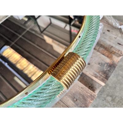 Venetian Round Green Wather Torgiglione Torchon Murano Glass Wall Mirror