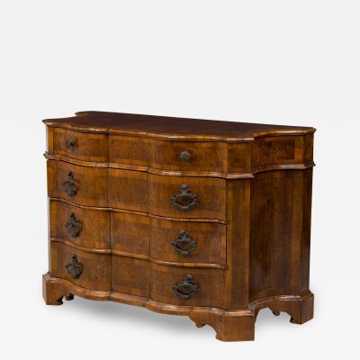Venetian Serpentine Olivewood and Bronze Mounted 4 Drawer Commode Chest