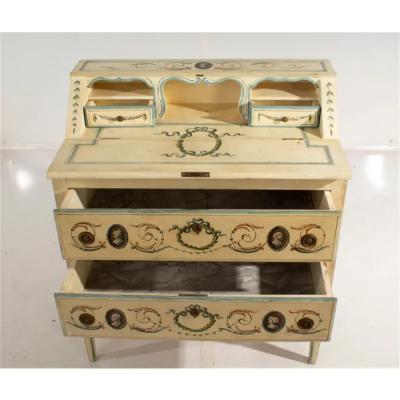 Venetian Style Italian Secretary Desk W Roman Scenic Decoration