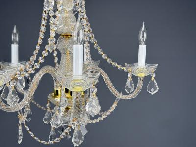 Venetian Style Large Chandeliers Brass Crystal Italy 1960s