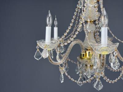 Venetian Style Large Chandeliers Brass Crystal Italy 1960s