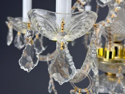 Venetian Style Large Chandeliers Brass Crystal Italy 1960s