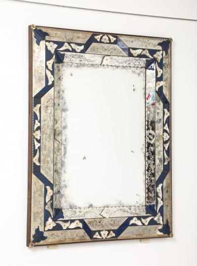 Venetian Style Mirror with Cobalt Glass Details