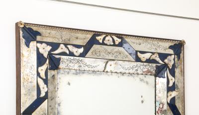 Venetian Style Mirror with Cobalt Glass Details