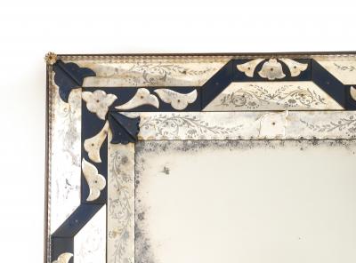Venetian Style Mirror with Cobalt Glass Details