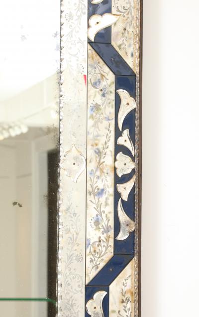 Venetian Style Mirror with Cobalt Glass Details