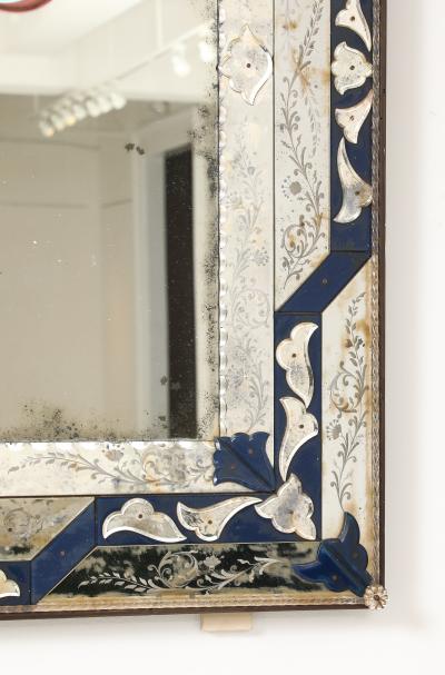 Venetian Style Mirror with Cobalt Glass Details
