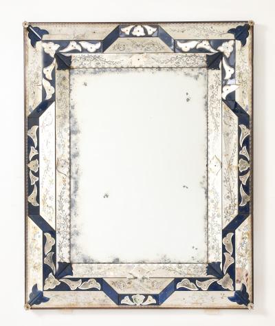 Venetian Style Mirror with Cobalt Glass Details