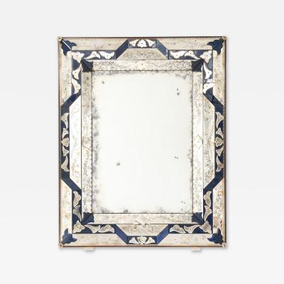 Venetian Style Mirror with Cobalt Glass Details