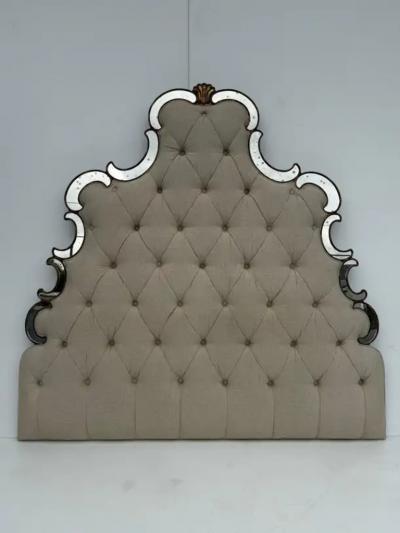 Venetian Style Tufted Mirrored Queen Headboard