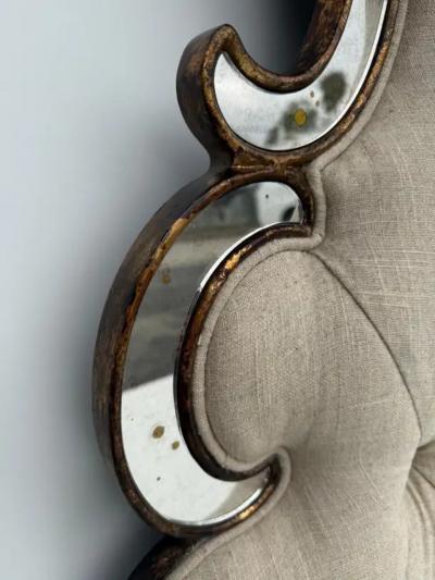 Venetian Style Tufted Mirrored Queen Headboard