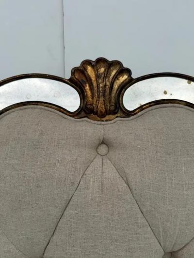 Venetian Style Tufted Mirrored Queen Headboard