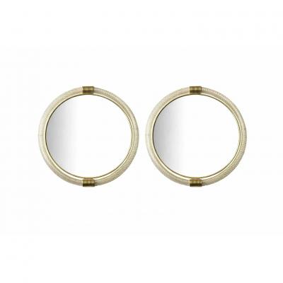 Venetian Torciglione Murano Glass Wall Mirrors With Gold Leaf Detailing