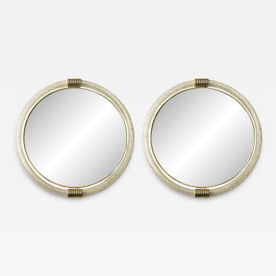 Venetian Torciglione Murano Glass Wall Mirrors With Gold Leaf Detailing