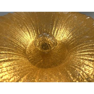 Venetian Vintage Amber Graniglia Budino Murano Glass Flush Mount