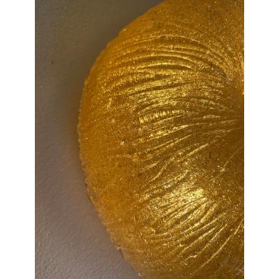Venetian Vintage Amber Graniglia Budino Murano Glass Flush Mount