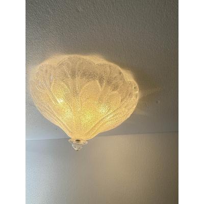 Venetian Vintage Trasparent Graniglia Murano Glass Flush Mount