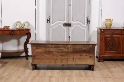 Venetian Walnut and Mahogany Blanket with with Marquetry D cor and Faux Drawers