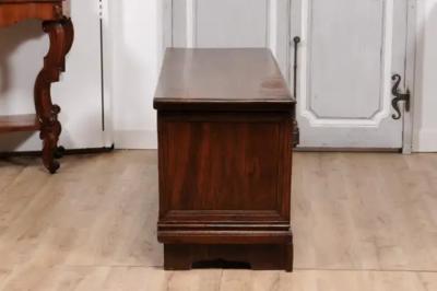 Venetian Walnut and Mahogany Blanket with with Marquetry D cor and Faux Drawers