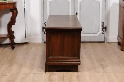 Venetian Walnut and Mahogany Blanket with with Marquetry D cor and Faux Drawers