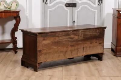 Venetian Walnut and Mahogany Blanket with with Marquetry D cor and Faux Drawers