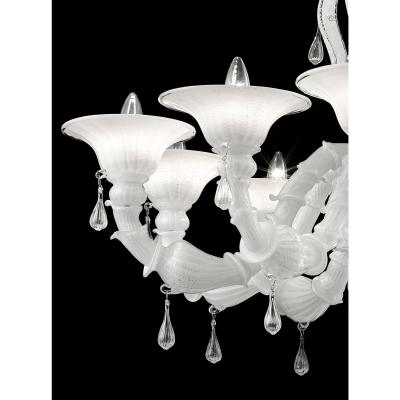 Venetian White Ca Rezzonico Murano Glass Chandelier With Transparent Drops