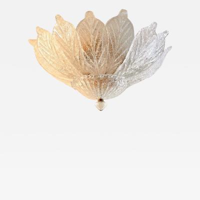 Venetian White Graniglia Leaves Murano Glass Flush Mount